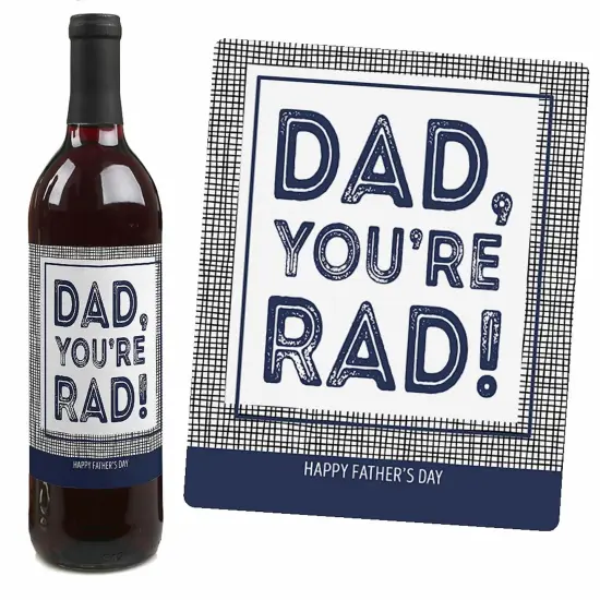 Big Dot of Happiness My Dad is Rad - Father's Day Gift For Men - Wine Bottle Label Stickers - Set of 4 {4}