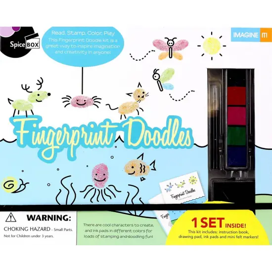 SpiceBox Imagine It Fingerprint Paint Doodles Children's Finger Ink Pad Art Kit {1}