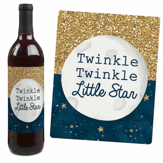 Big Dot of Happiness Twinkle Twinkle Little Star - Baby Shower or Birthday Party Decorations for Women and Men - Wine Bottle Label Stickers - Set of 4 {4}