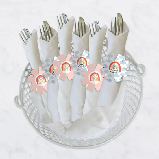 Big Dot of Happiness Hello Rainbow - Boho Baby Shower and Birthday Party Paper Napkin Holder - Napkin Rings - Set of 24 {4}