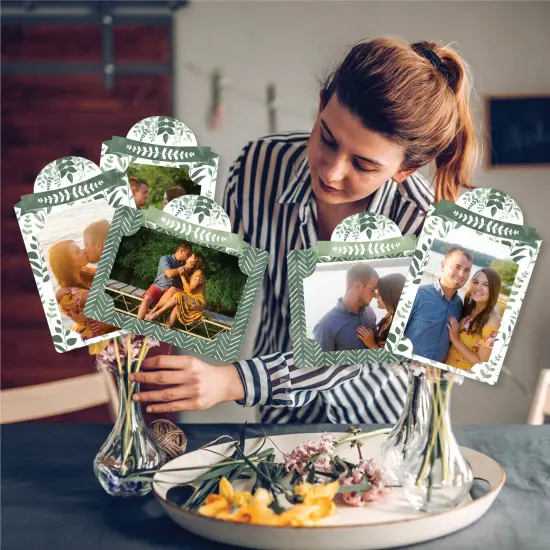 Big Dot of Happiness Boho Botanical - Greenery Party Picture Centerpiece Sticks - Photo Table Toppers - 15 Pieces {3}