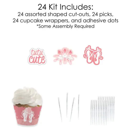 Big Dot of Happiness Tutu Cute Ballerina - Cupcake Decoration - Ballet Birthday Party or Baby Shower Cupcake Wrappers and Treat Picks Kit - Set of 24 {6}