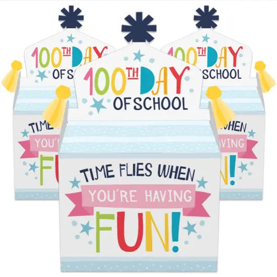 Big Dot of Happiness Happy 100th Day of School - Treat Box Party Favors - 100 Days Party Goodie Gable Boxes - Set of 12 {3}