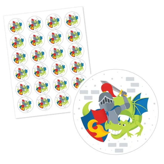 Big Dot of Happiness Calling All Knights and Dragons - Medieval Party or Birthday Party Circle Sticker Labels - 24 Count {3}
