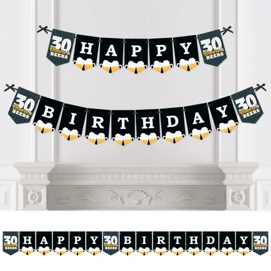 Big Dot of Happiness Cheers and Beers to 30 Years - 30th Birthday Party Bunting Banner - Party Decorations - Happy Birthday {1}