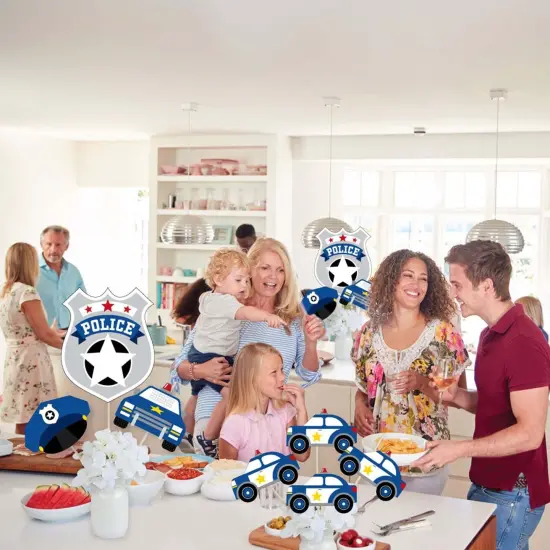 Big Dot of Happiness Calling All Units - Police - Cop Birthday Party or Baby Shower Centerpiece Sticks - Showstopper Table Toppers - 35 Pieces {6}