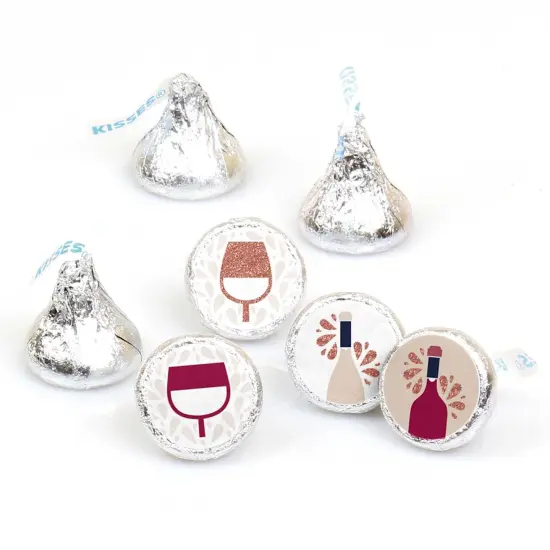 Big Dot of Happiness But First, Wine - Wine Tasting Party Round Candy Sticker Favors - Labels Fits Chocolate Candy (1 sheet of 108) {1}