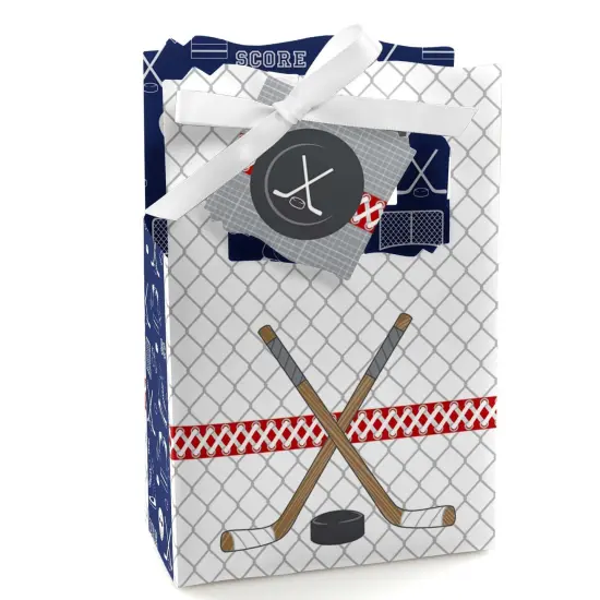 Big Dot of Happiness Shoots and Scores - Hockey - Baby Shower or Birthday Party Favor Boxes - Set of 12 {1}