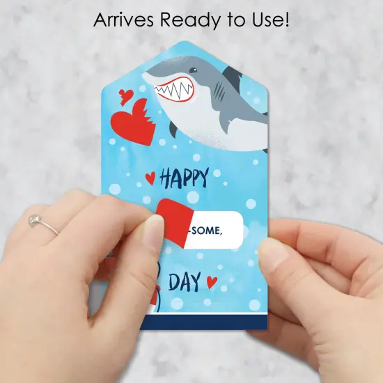 Big Dot of Happiness Shark Zone - Jawsome Shark Cards for Kids - Happy Valentine's Day Pull Tabs - Set of 12 {3}
