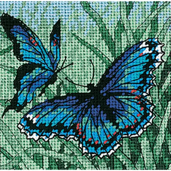 Dimensions Mini Needlepoint Kit 5"X5"-Butterfly Duo Stitched In Thread {1}