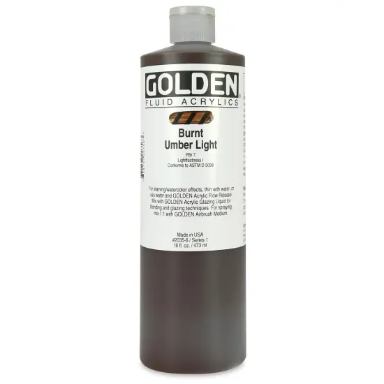 Golden Fluid Acrylics - Burnt Umber Light, 16 oz bottle {1}