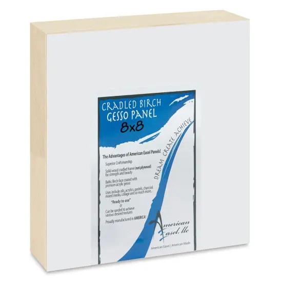 American Easel Gessoed Wood Painting Panel - 8" x 8", 1-5/8" Deep Cradle {1}