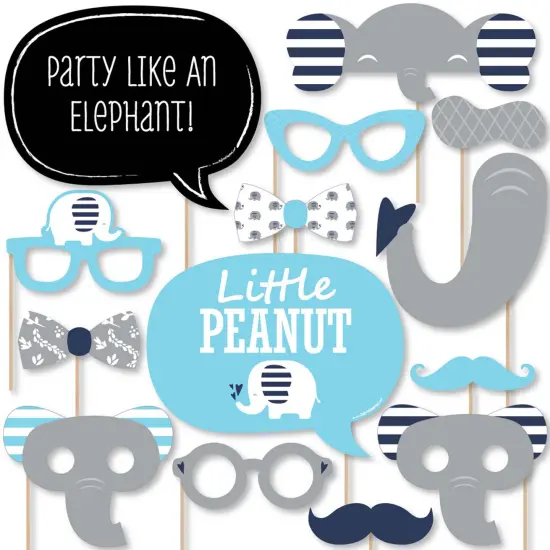 Big Dot of Happiness Blue Elephant - Boy Baby Shower or Birthday Party Photo Booth Props Kit - 20 Count {1}