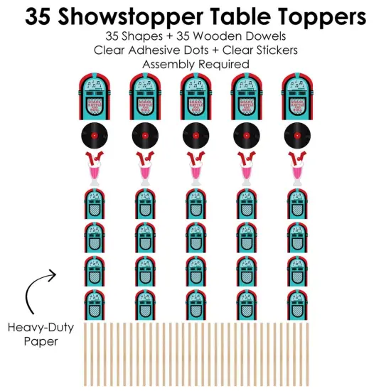 Big Dot of Happiness 50's Sock Hop - 1950s Rock N Roll Party Centerpiece Sticks - Showstopper Table Toppers - 35 Pieces {7}