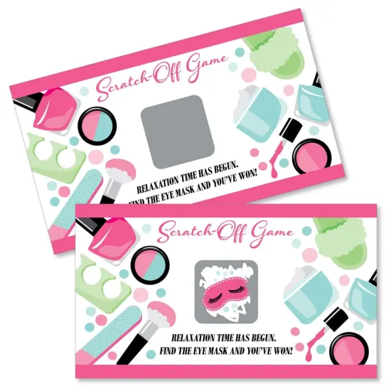 Big Dot of Happiness Spa Day - Girls Makeup Party Game Scratch Off Cards - 22 Count {1}