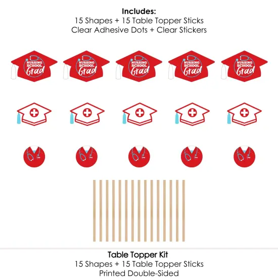 Big Dot of Happiness Nurse Graduation - Medical Nursing Graduation Party Centerpiece Sticks - Table Toppers - Set of 15 {7}