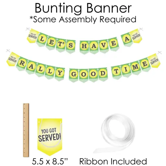 Big Dot of Happiness You Got Served - Tennis - Banner & Photo Booth Decor - Baby Shower or Tennis Ball Birthday Party Supplies Kit - Doterrific Bundle {6}