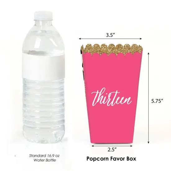 Big Dot of Happiness Chic 13th Birthday - Pink, Black and Gold - Birthday Party Favor Popcorn Treat Boxes - Set of 12 {3}