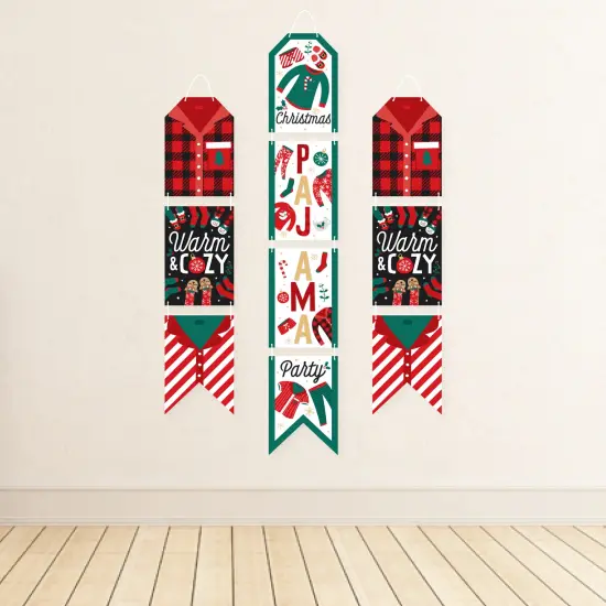 Big Dot of Happiness Christmas Pajamas - Hanging Vertical Paper Door Banners - Holiday Plaid PJ Party Wall Decoration Kit - Indoor Door Decor {4}