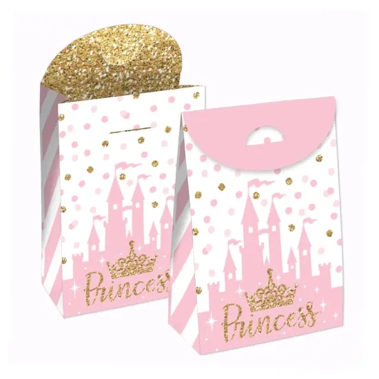 Big Dot of Happiness Little Princess Crown - Pink and Gold Princess Baby Shower or Birthday Gift Favor Bags - Party Goodie Boxes - Set of 12 {1}