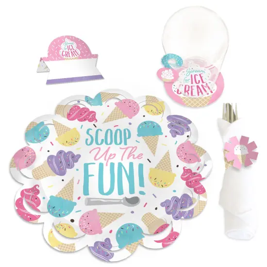 Big Dot of Happiness Scoop Up The Fun - Ice Cream - Sprinkles Party Paper Charger and Table Decorations - Chargerific Kit - Place Setting for 8 {1}