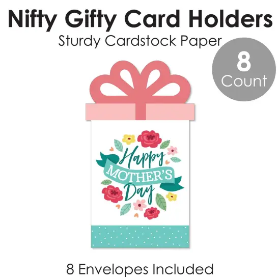 Big Dot of Happiness Colorful Floral Happy Mother's Day - We Love Mom Party Money and Gift Card Sleeves - Nifty Gifty Card Holders - Set of 8 {6}