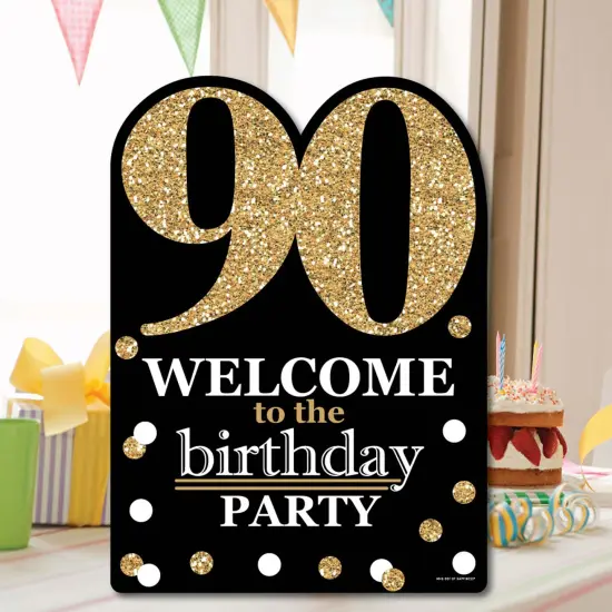 Big Dot of Happiness Adult 90th Birthday - Gold - Party Decorations - Birthday Party Welcome Yard Sign {7}