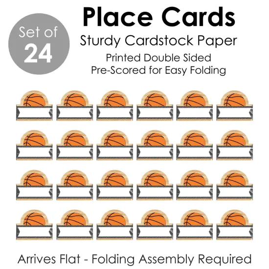 Big Dot of Happiness Nothin&rsquo; But Net - Basketball - Baby Shower or Birthday Party Tent Buffet Card - Table Setting Name Place Cards - Set of 24 {7}