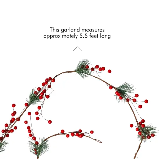 Ornativity Pine and Berries Garland - Pine Needles and Berry Rustic Holiday Christmas Tree Natural Garland Decorations &ndash; 6 Ft {6}