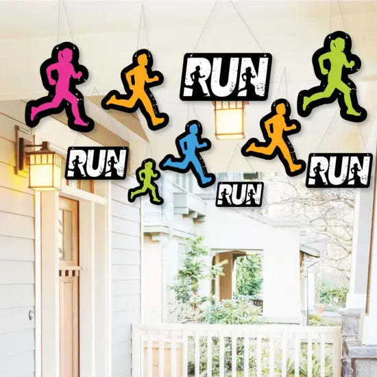 Big Dot of Happiness Hanging Set the Pace - Running - Outdoor Hanging Decor - Track, Cross Country or Marathon Party Decorations - 10 Pieces {1}