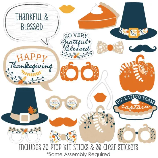 Big Dot of Happiness Happy Thanksgiving - Fall Harvest Party Photo Booth Props Kit - 20 Count {3}