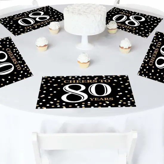 Big Dot of Happiness Adult 80th Birthday - Gold - Party Table Decorations - Birthday Party Placemats - Set of 16 {3}