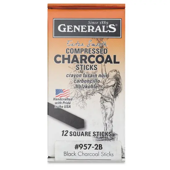 General's Compressed Charcoal - 2B, Pkg of 12 {2}