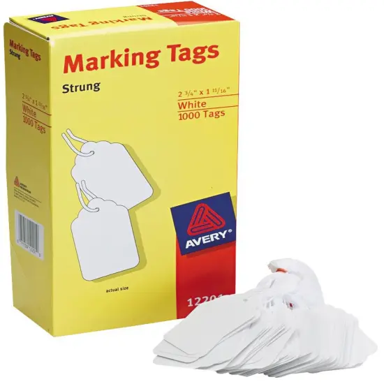 Avery White Marking Tags 2.75"X1.6875" 1000/Pkg-Strung {3}