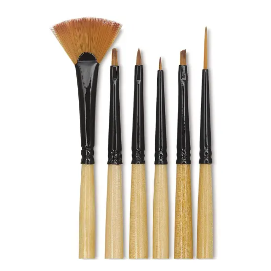 Dynasty Black Gold Decor Set - Decorative Mini Detail Brush, Set of 6 {1}