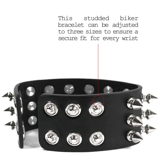 Punk Leather Spike Bracelet - Leather Cuff Biker Bracelet with Spikes for Men, Women and Kids {5}