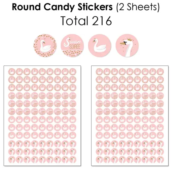 Big Dot of Happiness Swan Soiree - White Swan Baby Shower or Birthday Party Candy Favor Sticker Kit - 304 Pieces {6}
