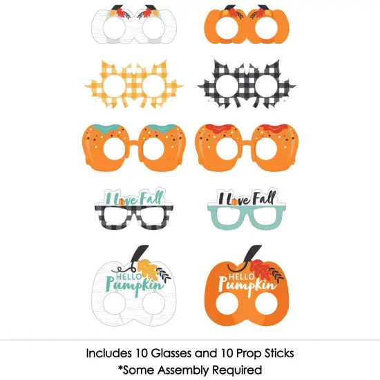 Big Dot of Happiness Happy Fall Truck Glasses and Masks - Paper Card Stock Harvest Pumpkin Party Photo Booth Props Kit - 10 Count {4}