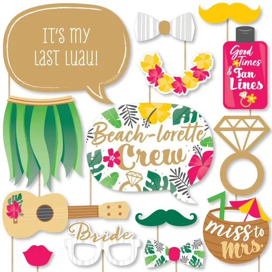Big Dot of Happiness Last Luau - Tropical Bachelorette Party and Bridal Shower Photo Booth Props Kit - 20 Count {1}