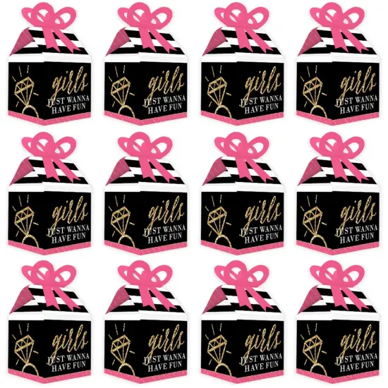 Big Dot of Happiness Girls Night Out - Square Favor Gift Boxes - Bachelorette Party Bow Boxes - Set of 12 {6}