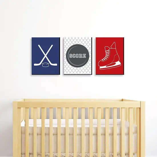Big Dot of Happiness Shoots and Scores - Hockey - Sports Themed Nursery Wall Art, Kids Room Decor & Game Room Decor - 7.5 x 10 inches -Set of 3 Prints {3}