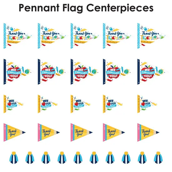 Big Dot of Happiness Thank You Teachers - Triangle Teacher Appreciation Photo Props - Pennant Flag Centerpieces - Set of 20 {7}