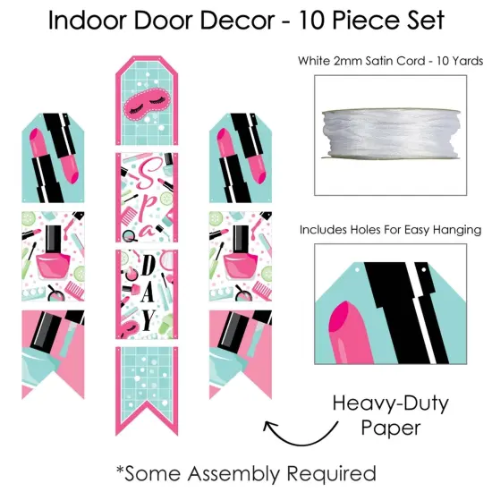 Big Dot of Happiness Spa Day - Hanging Vertical Paper Door Banners - Girls Makeup Party Wall Decoration Kit - Indoor Door Decor {6}