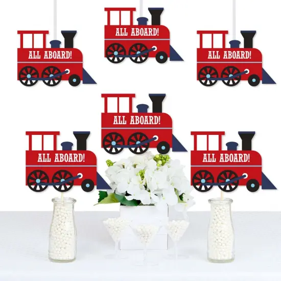 Big Dot of Happiness Railroad Party Crossing - Train Decorations DIY Steam Train Birthday Party or Baby Shower Essentials - Set of 20 {1}
