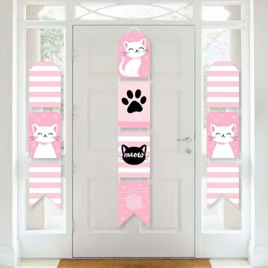 Big Dot of Happiness Purr-FECT Kitty Cat - Hanging Vertical Paper Door Banners - Kitten Baby Shower Birthday Party Wall Decor Kit - Indoor Door Decor {1}