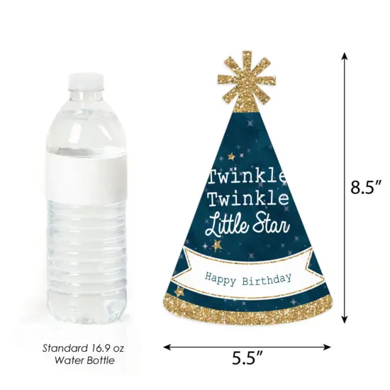 Big Dot of Happiness Twinkle Twinkle Little Star - Cone Happy Birthday Party Hats for Kids and Adults - Set of 8 (Standard Size) {4}