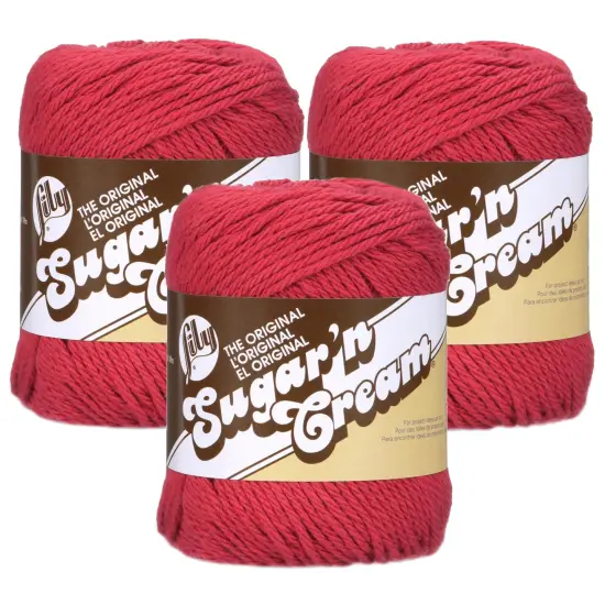 (Pack of 3) Lily Sugar'n Cream Yarn - Solids-Country Red {1}