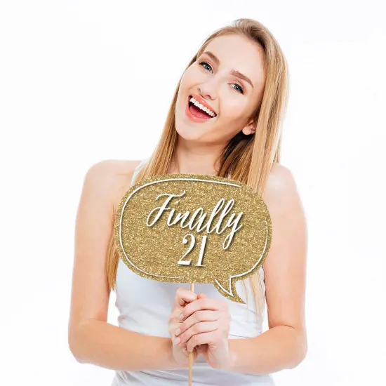 Big Dot of Happiness Finally 21 Girl - 21st Birthday Photo Booth Props Kit - 20 Count {4}