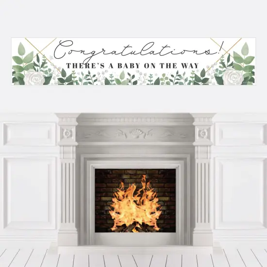 Big Dot of Happiness Boho Botanical Baby - Greenery Baby Shower Decorations Party Banner {1}