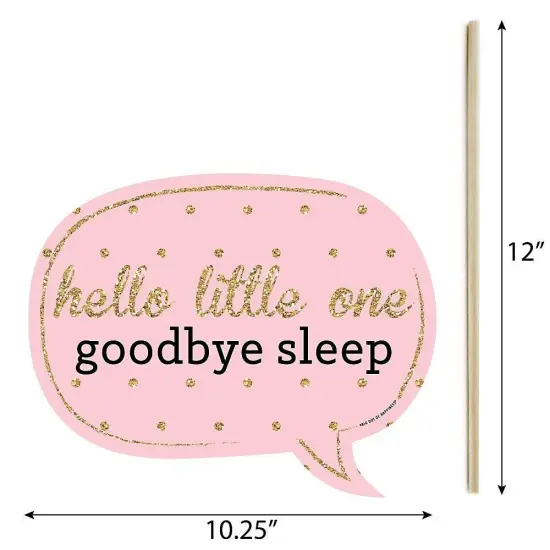 Big Dot of Happiness Funny Pink and Gold - Hello Little One - Girl Baby Shower Photo Booth Props Kit - 10 Piece {6}
